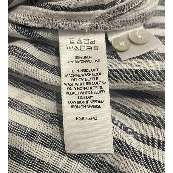 Joie Women's Blue White Striped Linen Blend Tunic Shirt Button Front Chic Office - Picture 4 of 6